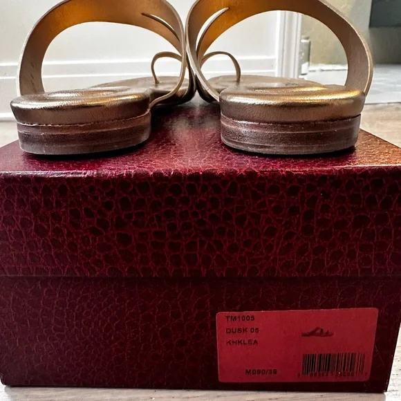 Tamara Mellon Shimmering Gold Slide Sandals - Picture 2 of 4